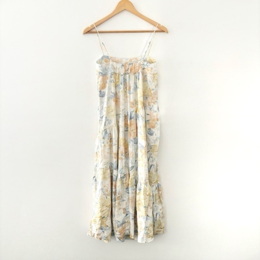 Abercrombie & Fitch Floral Tiered Maxi Dress Linen XS Petite - Picture 7 of 10
